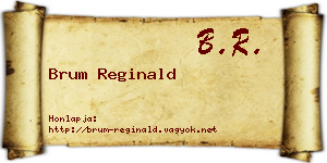 Brum Reginald névjegykártya